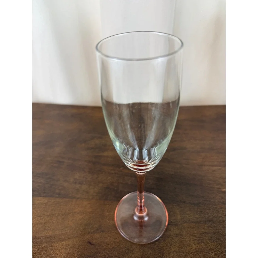 VTG 1980s Set of THREE Luminarc France Pink Stem Champagne‎ Flutes 9